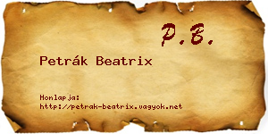 Petrák Beatrix névjegykártya